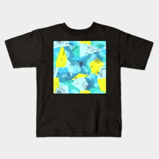 neon maximalist shapes garden delight with sparrow Kids T-Shirt
